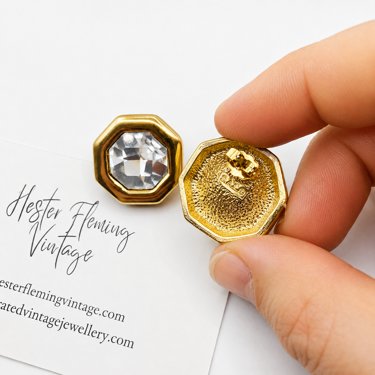 Stamped SAL. Post & Butterfly Clip fitting (for pierced ears). High quality gilt material. 