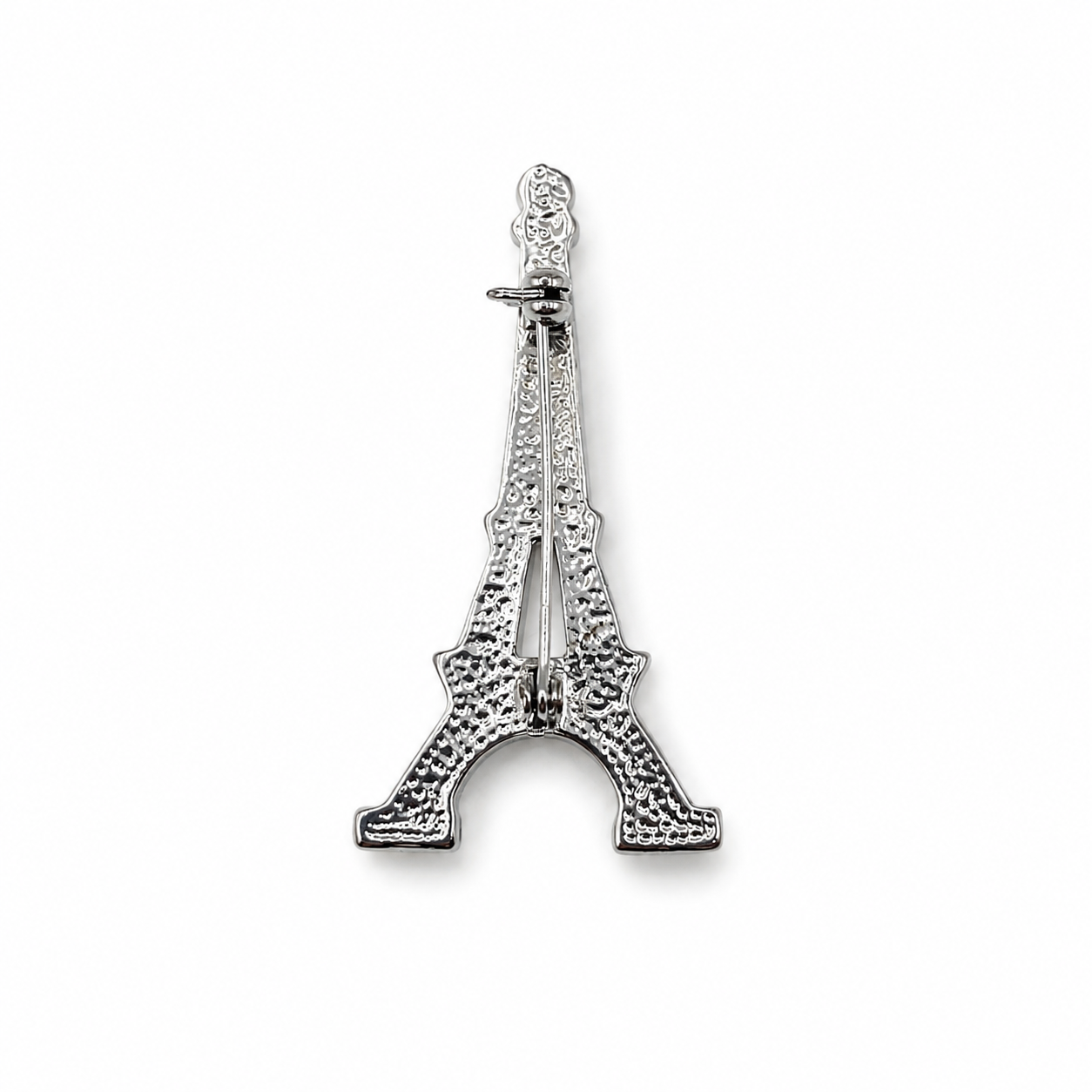 Back view of Vintage 90s Eiffel Tower Brooch. 