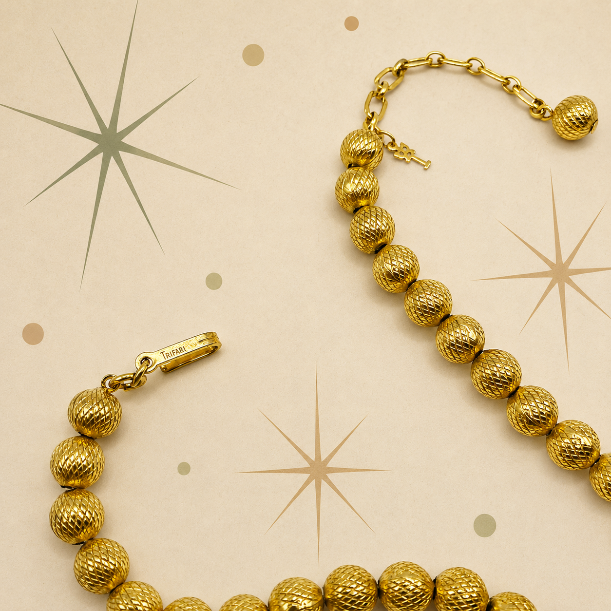 Trifari · 1950s · Textured Bead Necklace