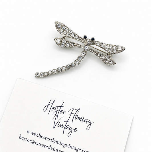 Vintage · 1990s · Swarovski Crystal Dragonfly Brooch