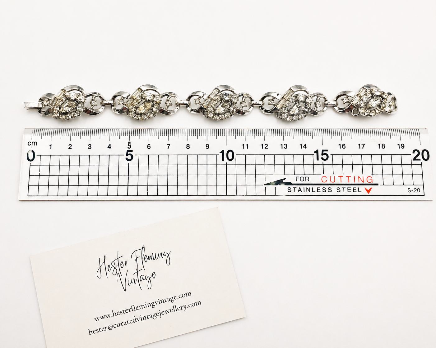 Crown Trifari · 1940s · Rhodium Plated Crystal Bracelet