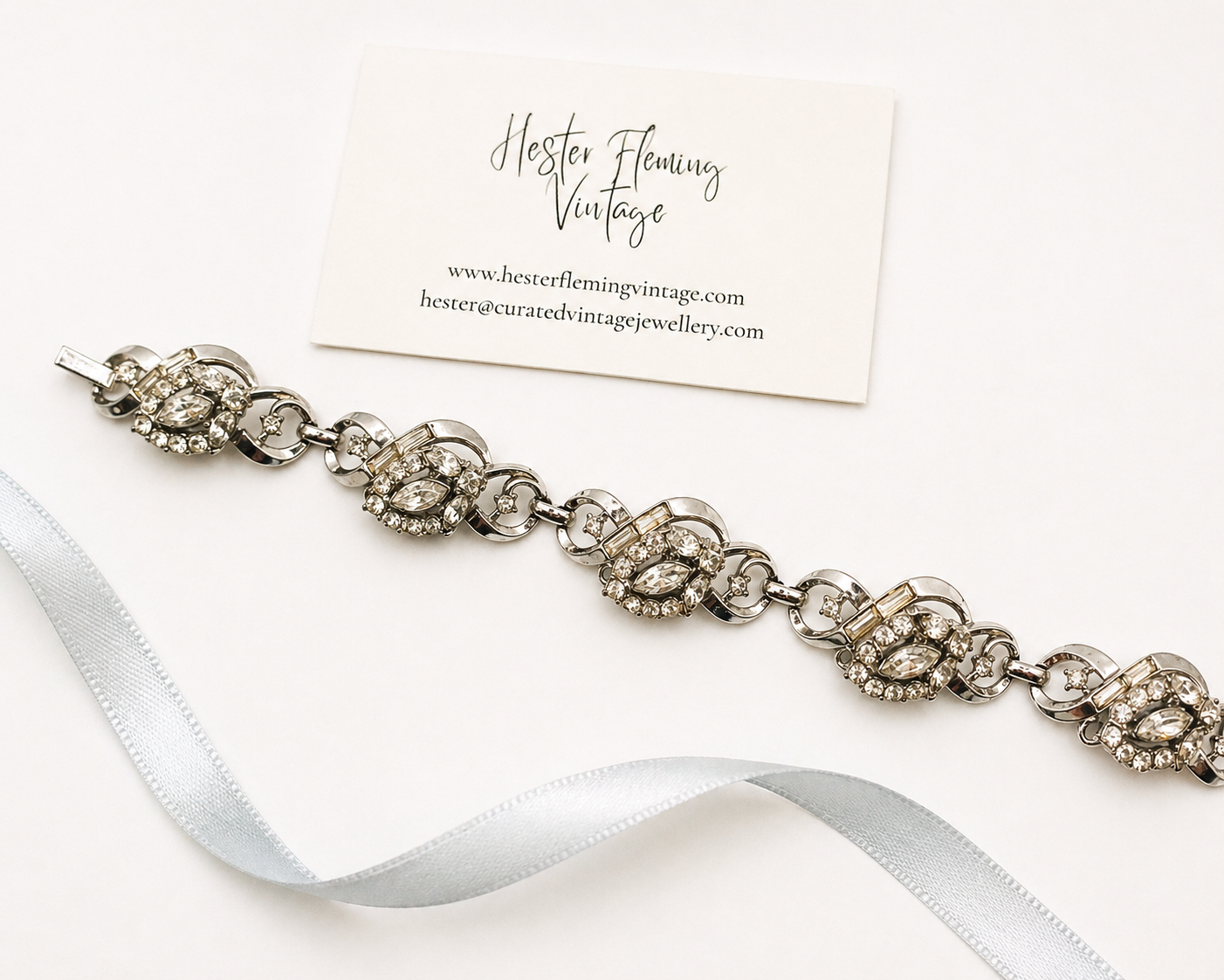 Crown Trifari · 1940s · Rhodium Plated Crystal Bracelet