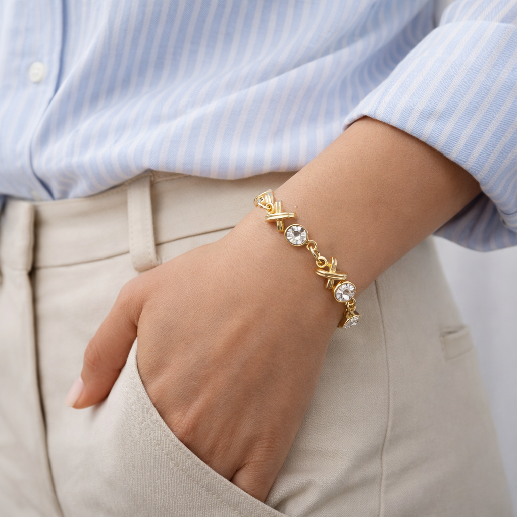 Vintage · 1990s · Swarovski Crystal XO Bracelet