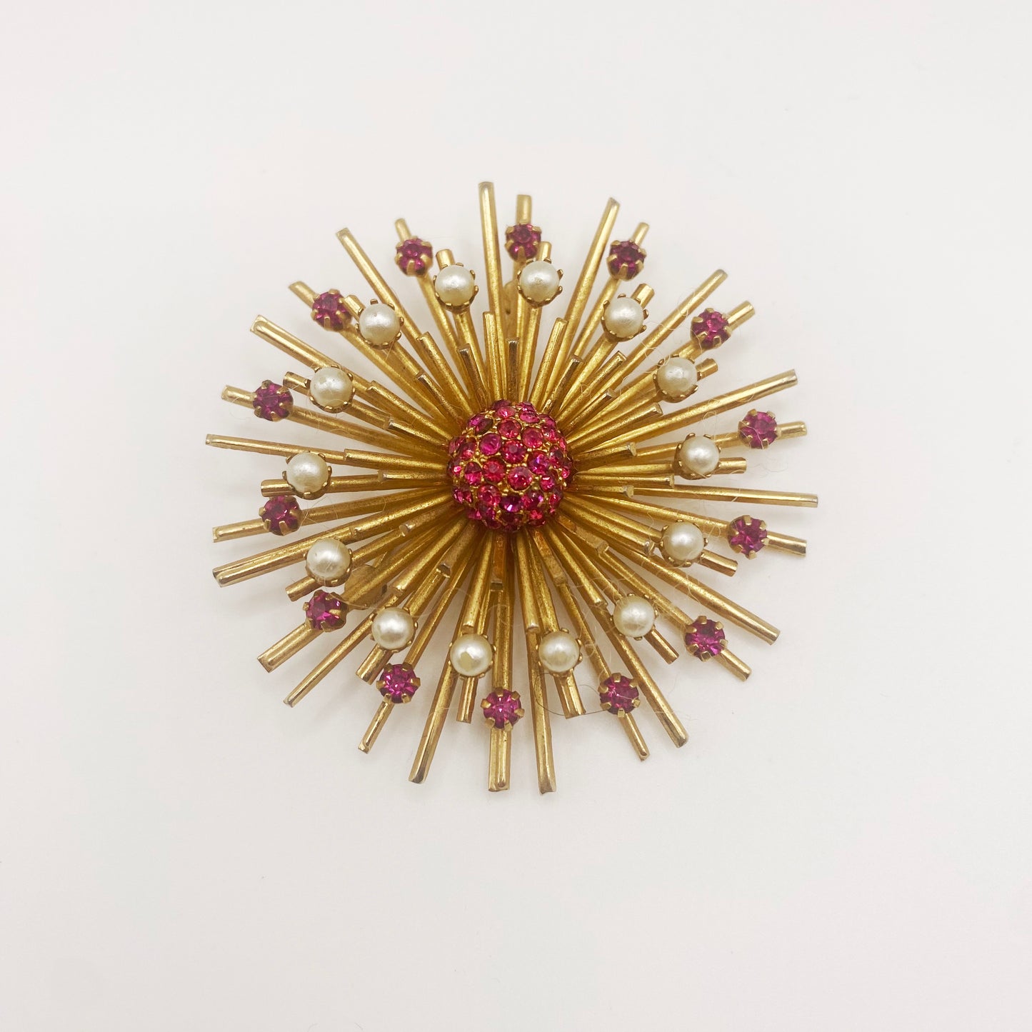 Authentic Vendome from the 1950s, a sculptural crystal and pearl brooch, coveted by vintage collectors and stylists alike.