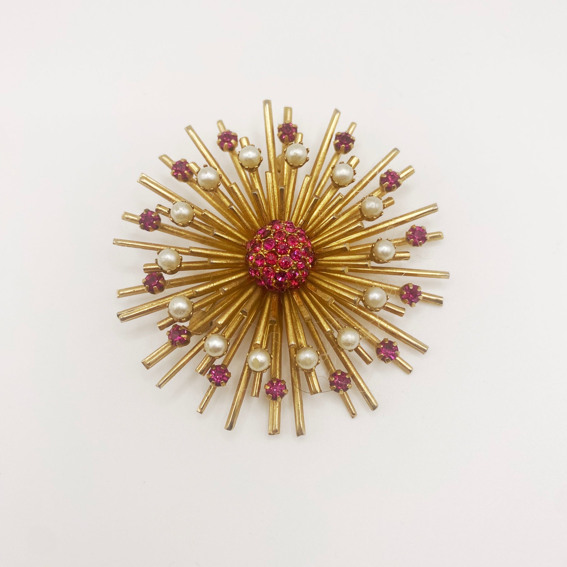 Authentic Vendome from the 1950s, a sculptural crystal and pearl brooch, coveted by vintage collectors and stylists alike.