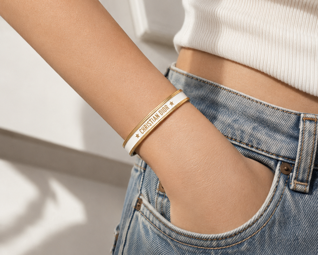 Dior Bangle, worn by model. 