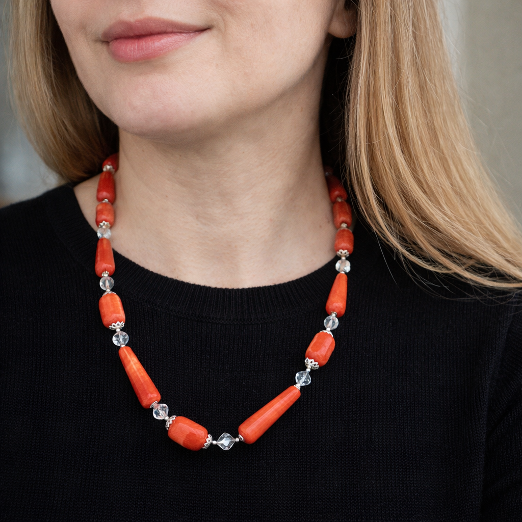 Vintage · 1930s–40s · Czech Satin Glass Bead Necklace