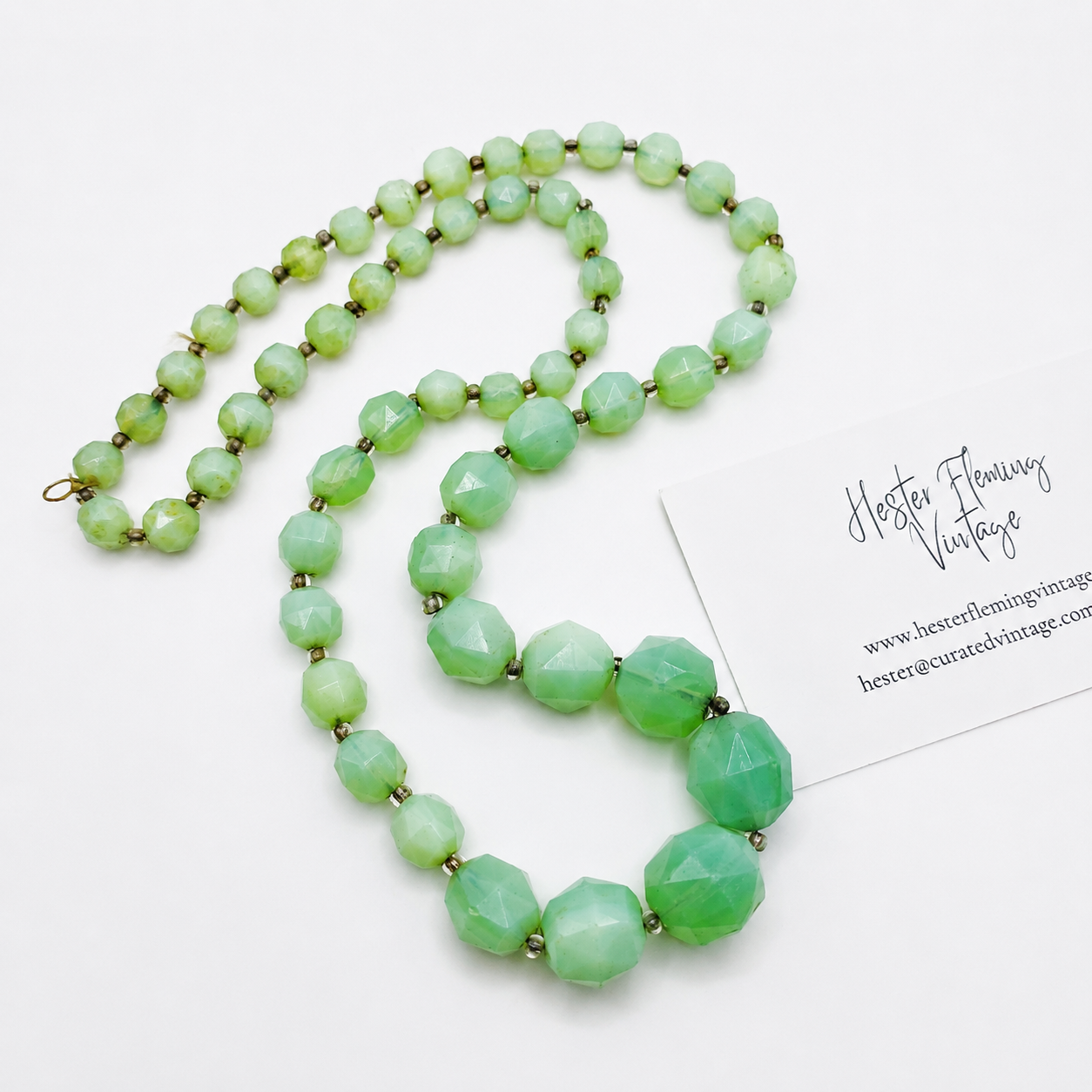 French Deco Milk Glass Beads, on white background. Original condition. 