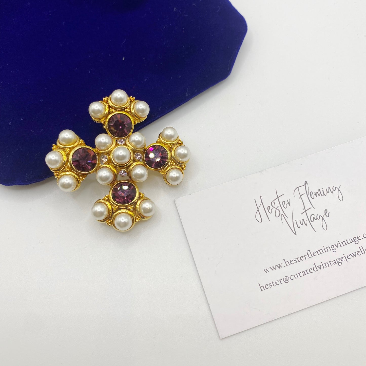 Vintage 80s Maltese Cross Brooch