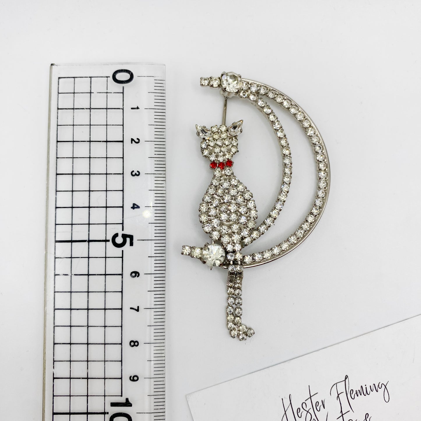 Butler & Wilson · 1980s · Crescent Moon Cat Brooch