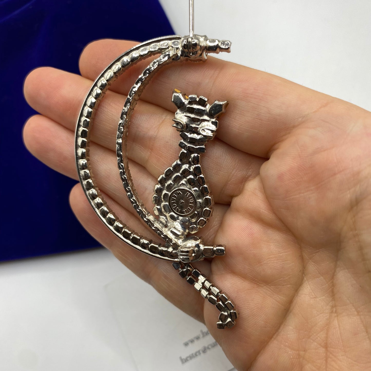 Butler & Wilson · 1980s · Crescent Moon Cat Brooch