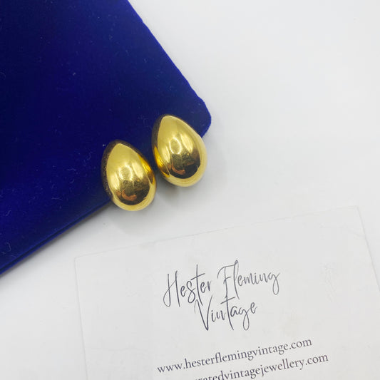 Monet · 1960s · Gold Clip-On Earrings