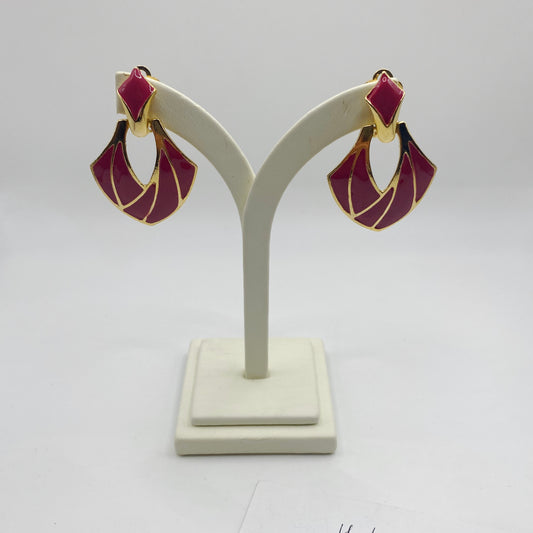 Vintage · 1980s · Magenta Enamel Earrings