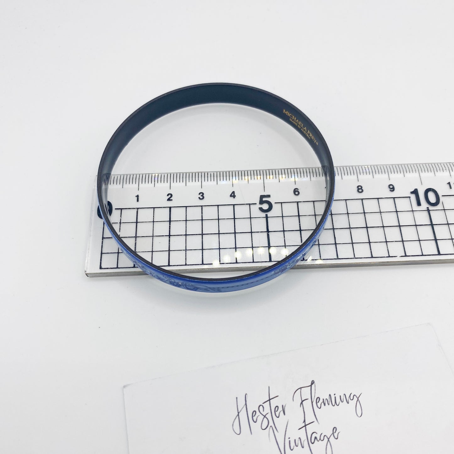 Michaela Frey · 1970s · Blue Floral Enamel Bangle