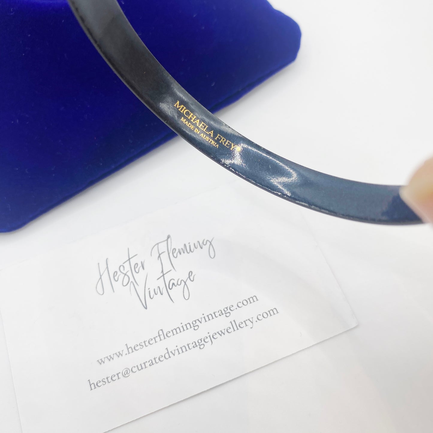 Michaela Frey · 1970s · Blue Floral Enamel Bangle