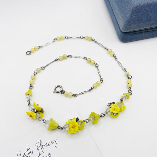 Vintage · 1930s · Czech Glass Floral Necklace