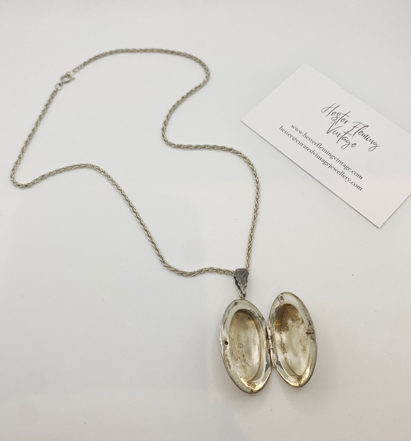 1980s Silver Locket and Chain