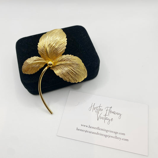 1960s Vintage Leaf Brooch | Mid-Century Costume Jewellery
