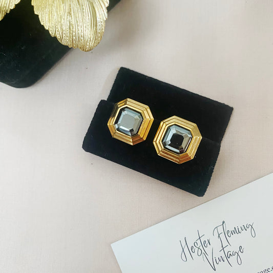 Vintage Lanvin Hematite Earrings | 1980s French Designer Jewellery