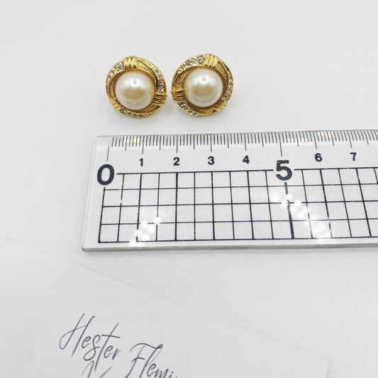 Vintage · 1990s · Pearl & Crystal Earrings