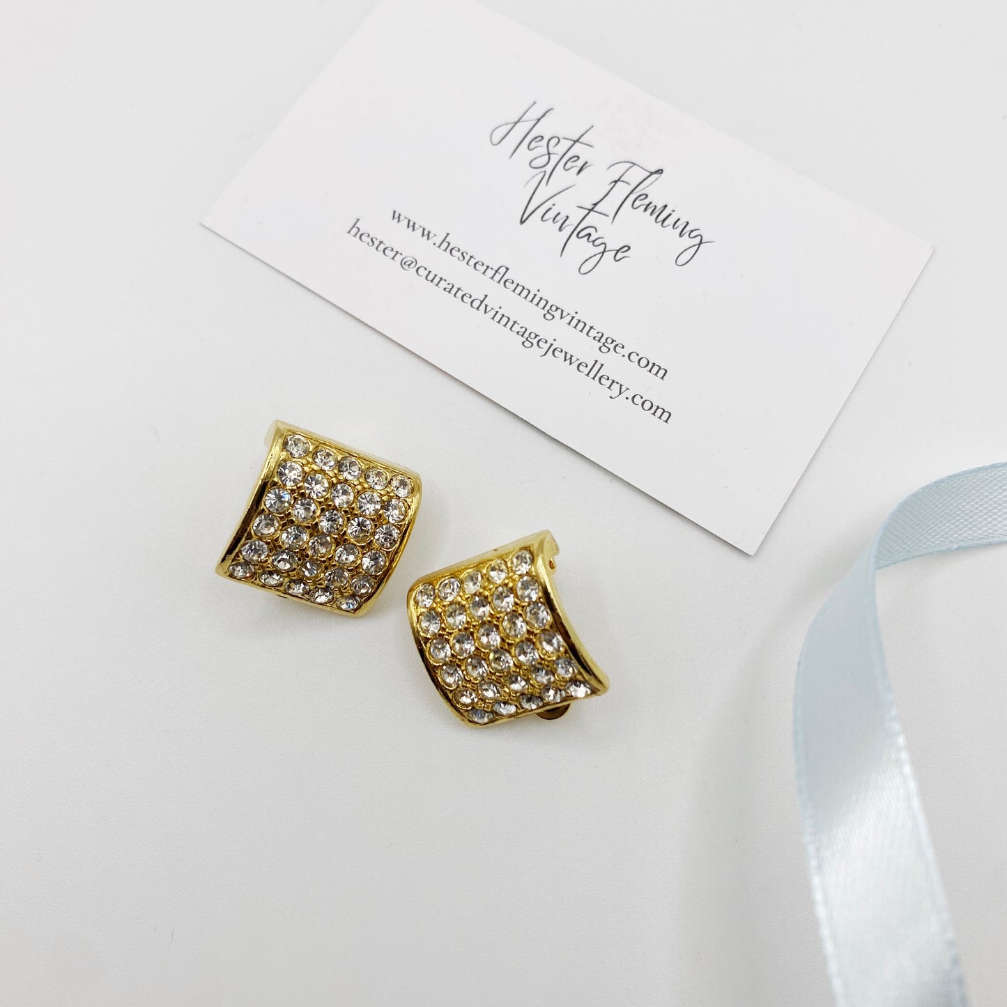 1980s Gold Clip-On Earrings | Crystal Statement Disco Jewelry