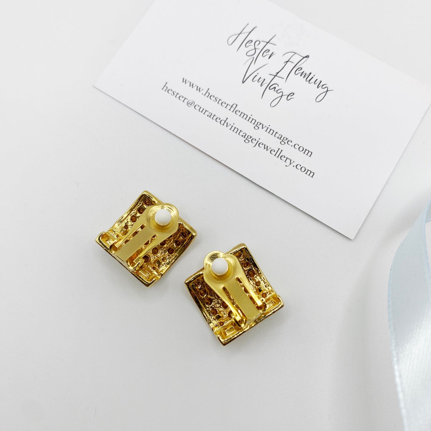 1980s Gold Clip-On Earrings | Crystal Statement Disco Jewelry