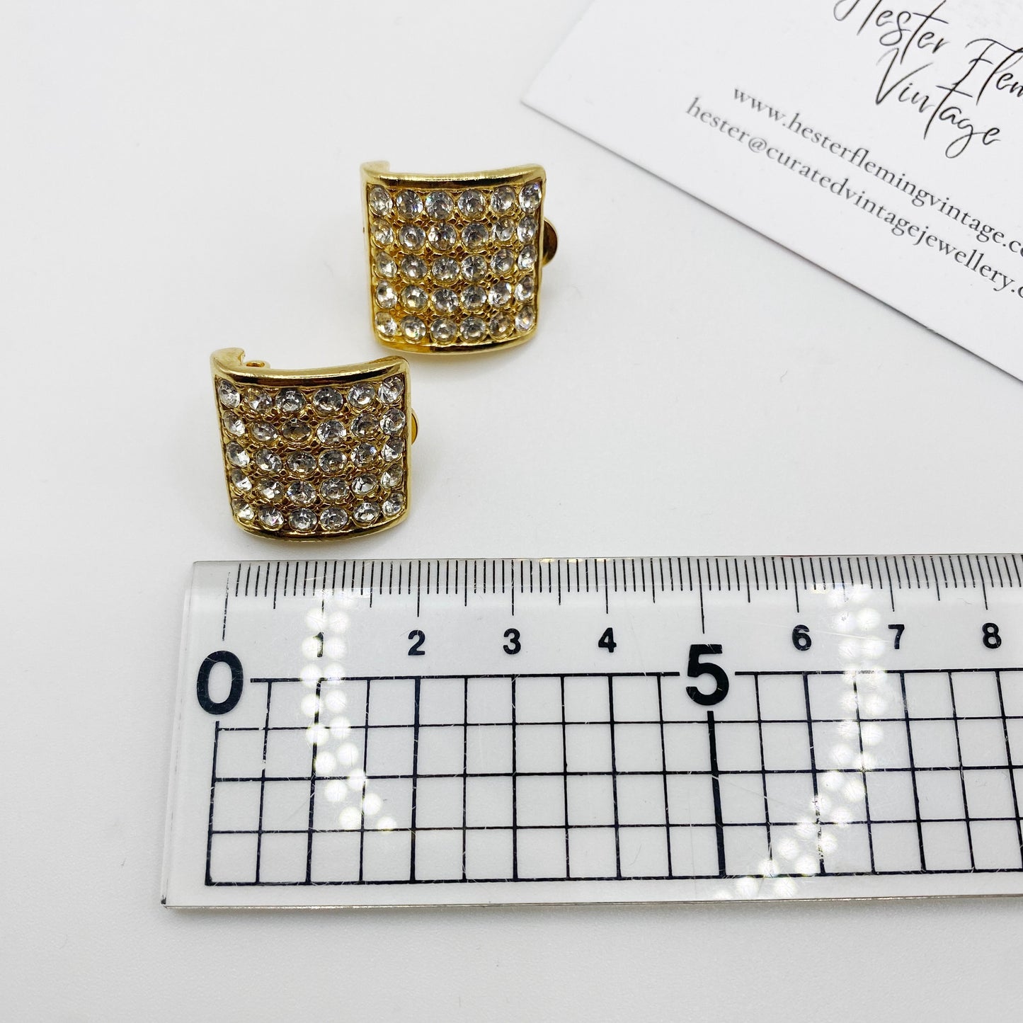 1980s Gold Clip-On Earrings | Crystal Statement Disco Jewelry