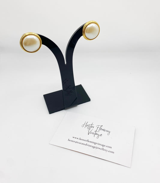 Classic 1990s Monet Gold Earrings | Vintage Pierced Stud Earrings