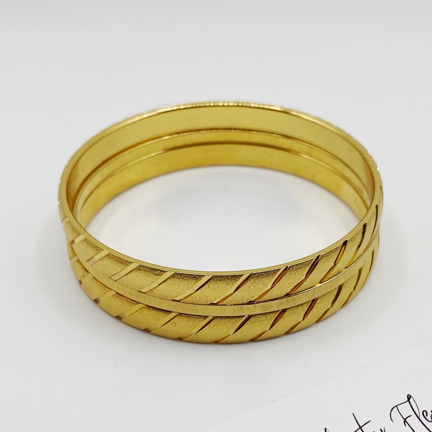 Vintage Monet Gold Bangle Set | Trio of 1970s Collectible Bracelets