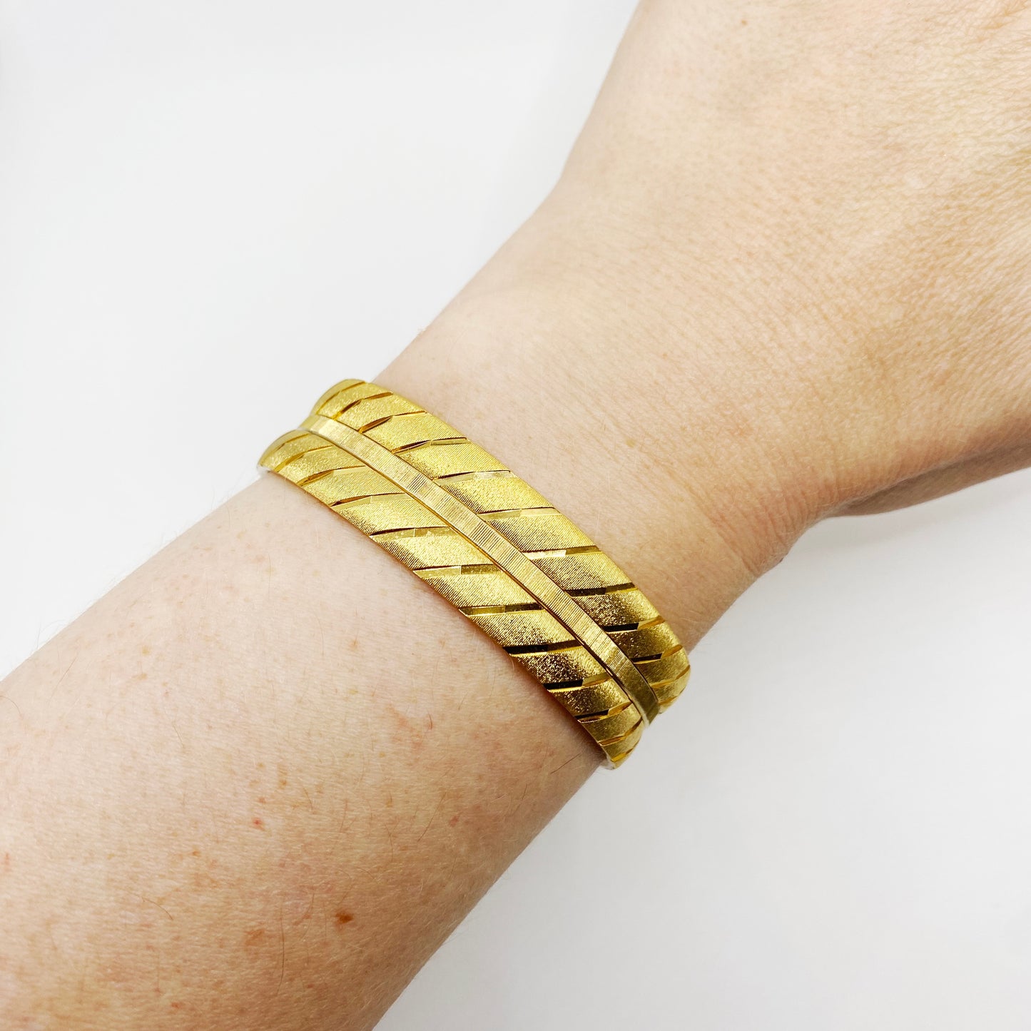 Vintage Monet Gold Bangle Set | Trio of 1970s Collectible Bracelets