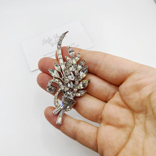 Trifari PAT PEND · 1950s · Crystal Spray Brooch