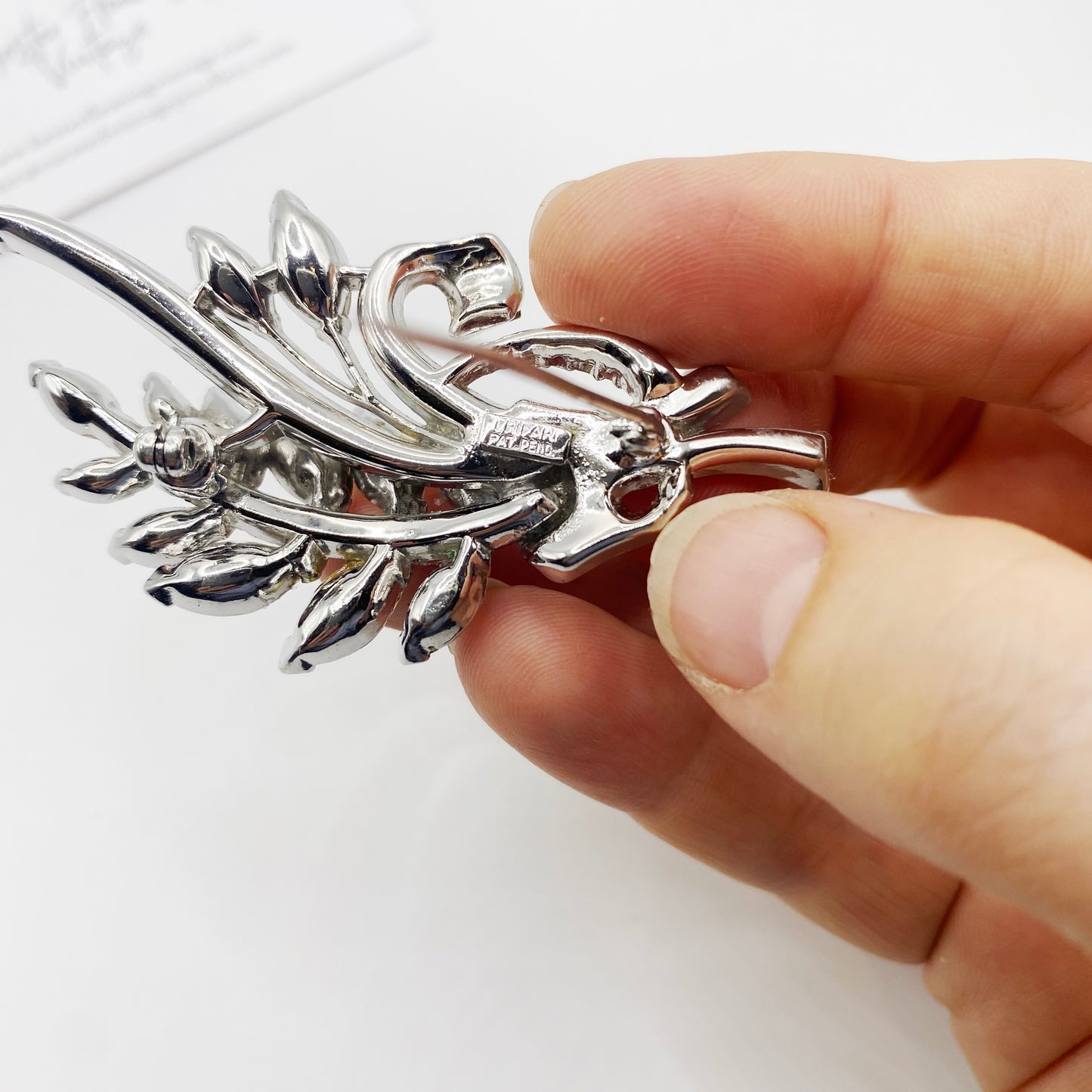 Vintage Trifari “PAT PEND” Crystal Spray Brooch | 1950s Signed Designer Jewellery