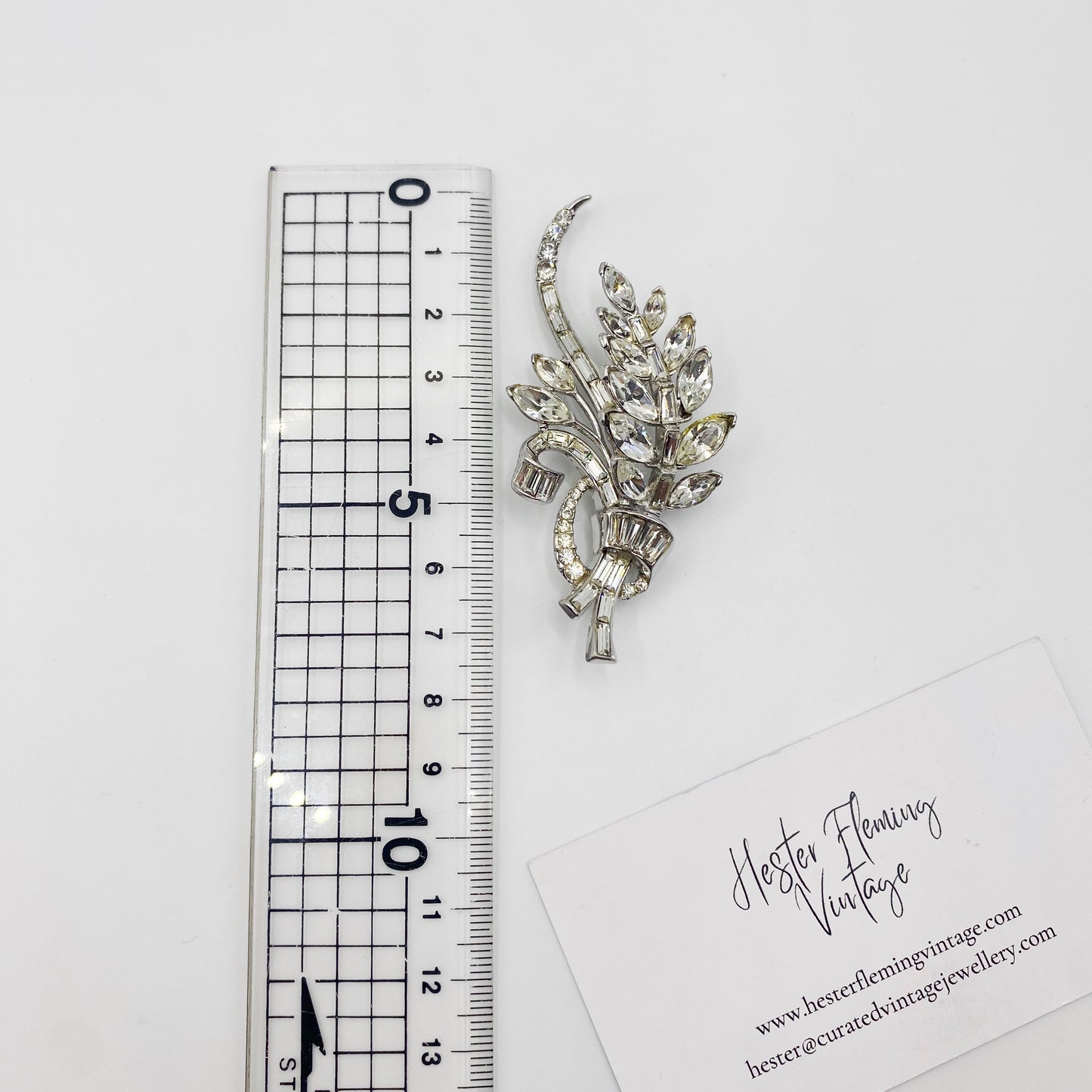 Vintage Trifari “PAT PEND” Crystal Spray Brooch | 1950s Signed Designer Jewellery