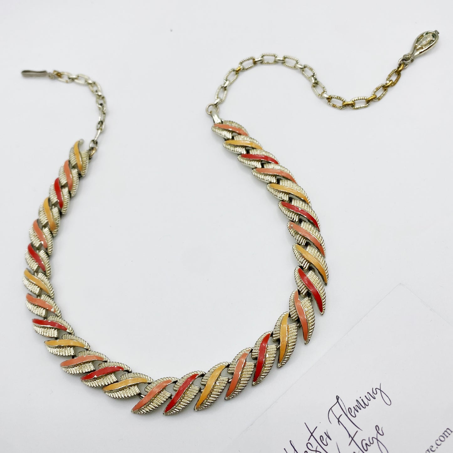 Coro · 1950s · Silvertone & Enamel Necklace