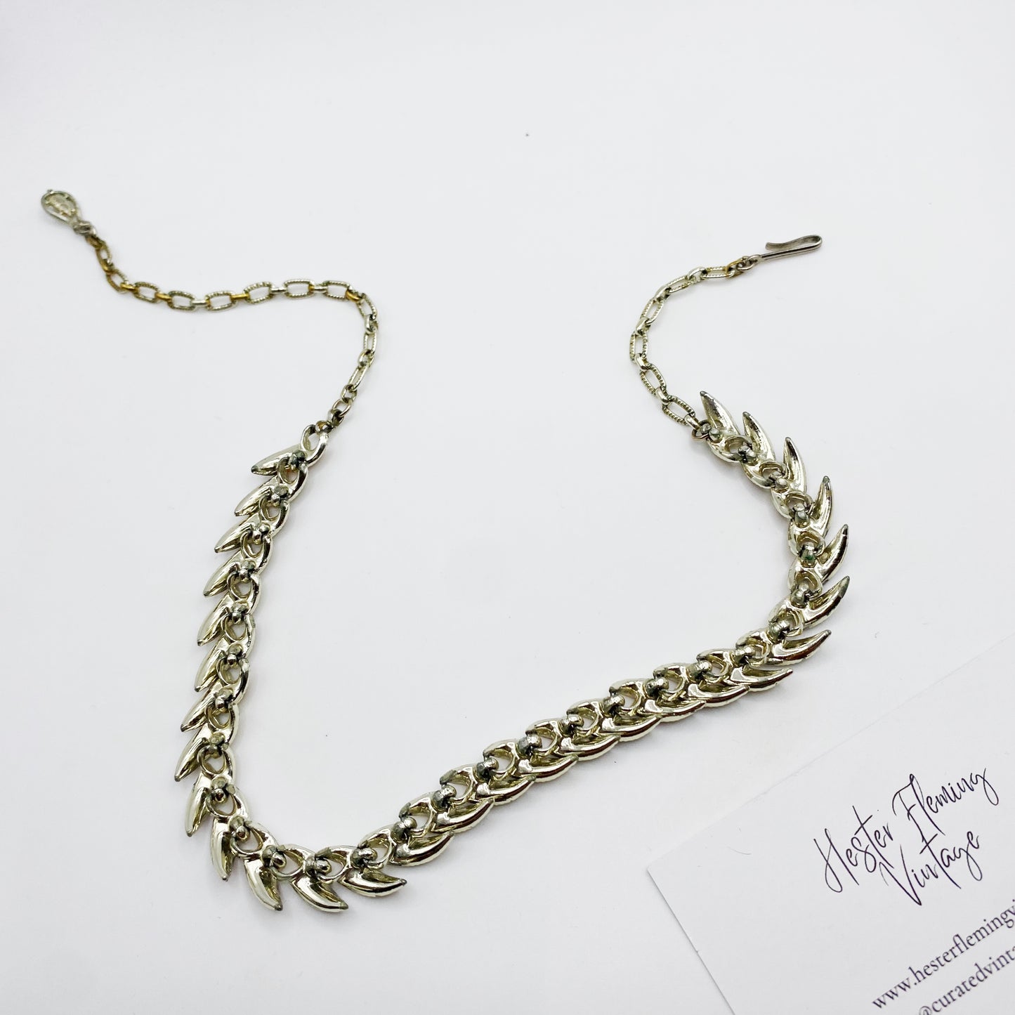Coro · 1950s · Silvertone & Enamel Necklace