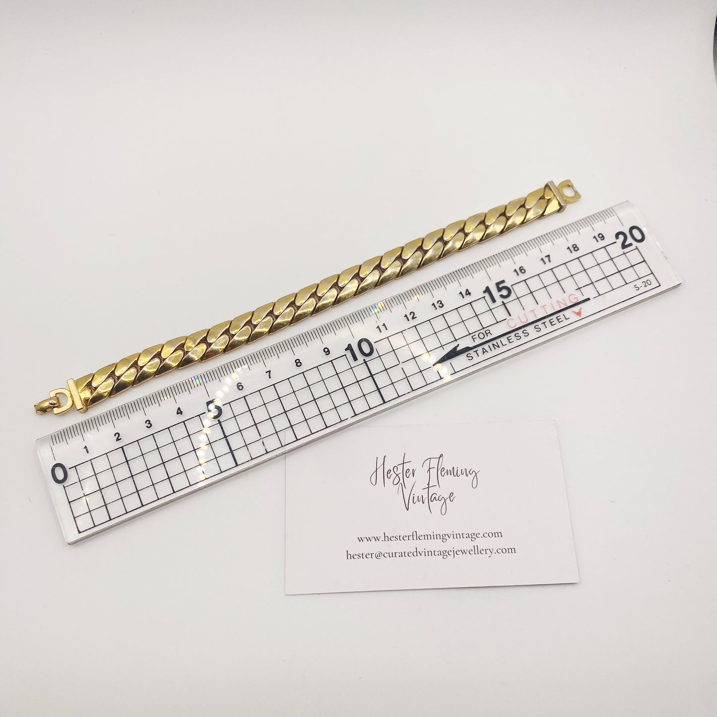 Measurement of 1970s Vintage Christian Dior Link Bracelet.