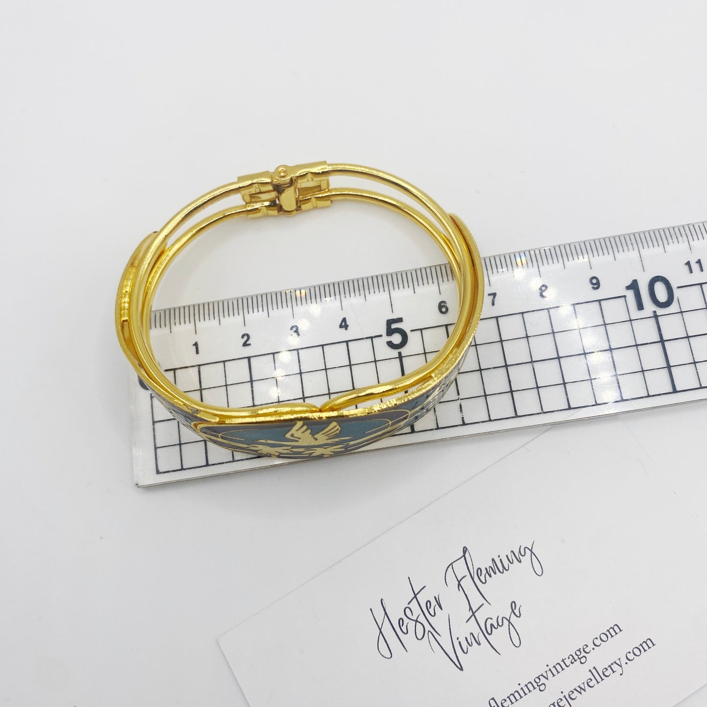 Measurement of 80s retro cloisonne bangle.