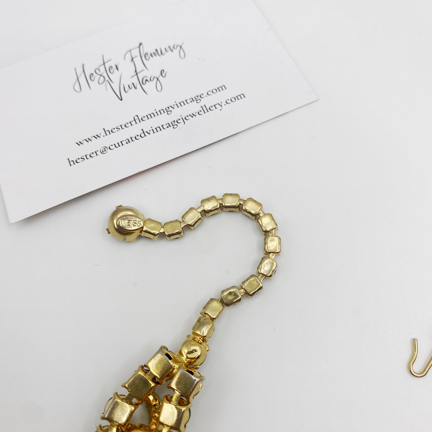 Signature Weiss crystal necklace, mid-century rhinestone design.