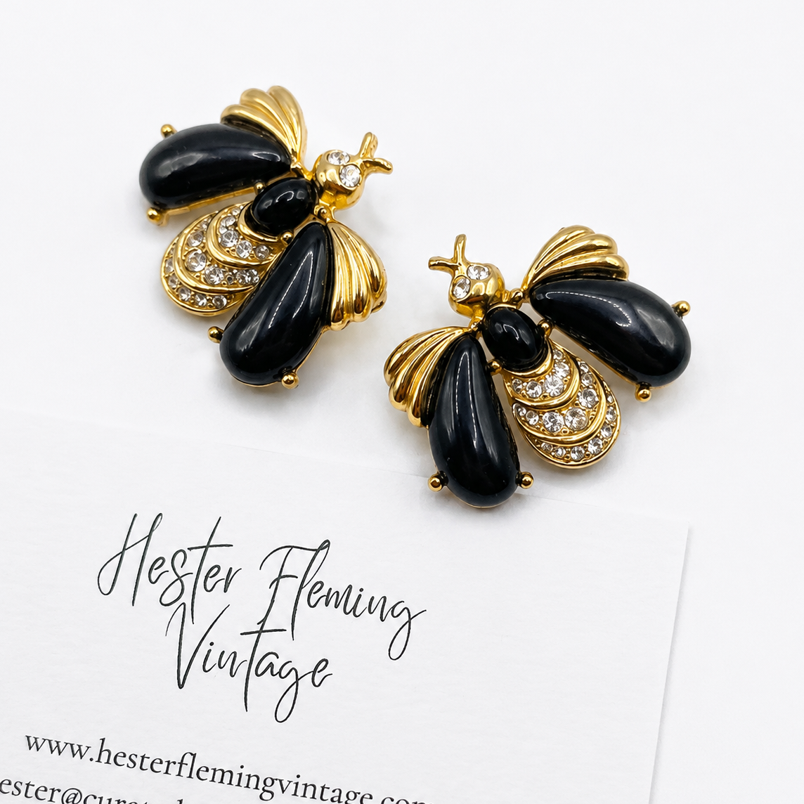 Vintage 1990s Givenchy Bee Brooch Set  product shot. 