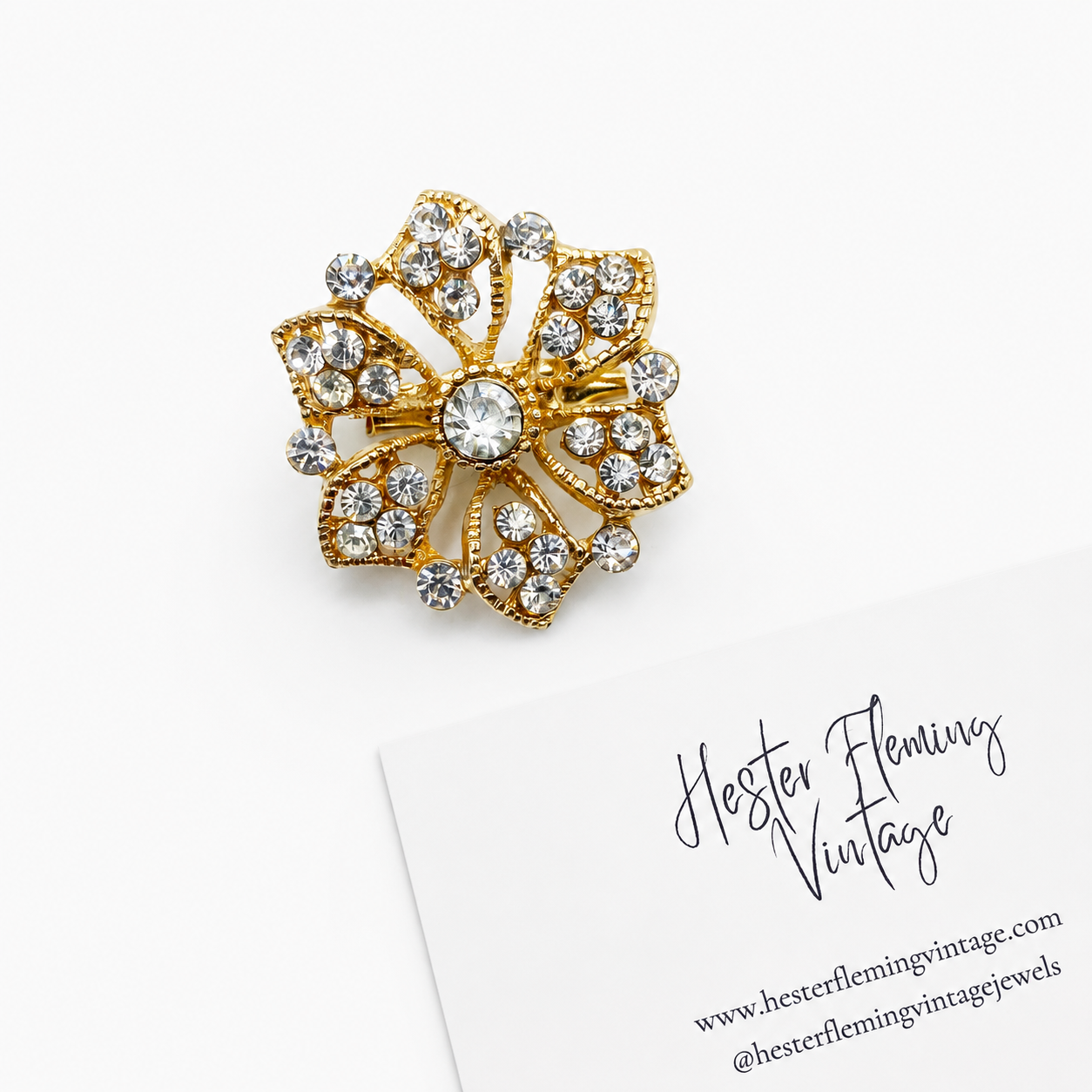 22kt gold plating, high quality crystals. Vintage 90s. 