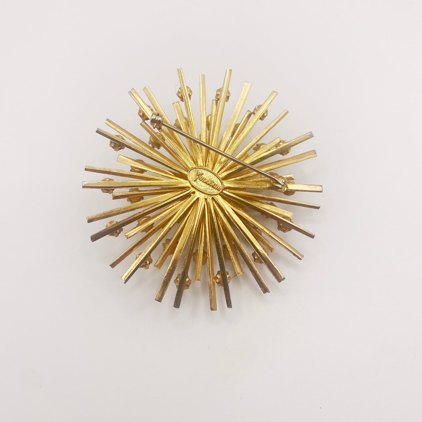 Back view of signed Vendome brooch clasp and hallmark.