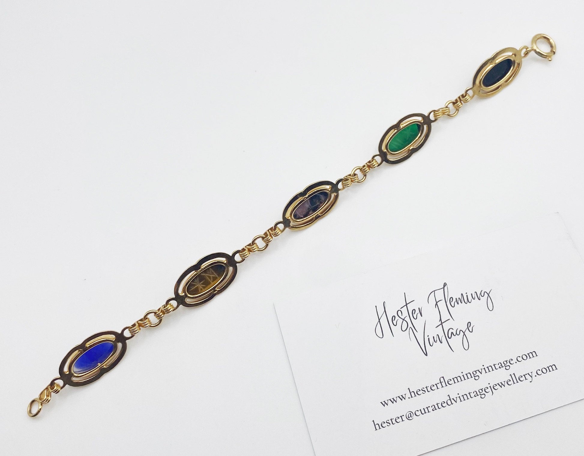 Back view of Egyptian Revival carved gemstone scarabs from the 1970s