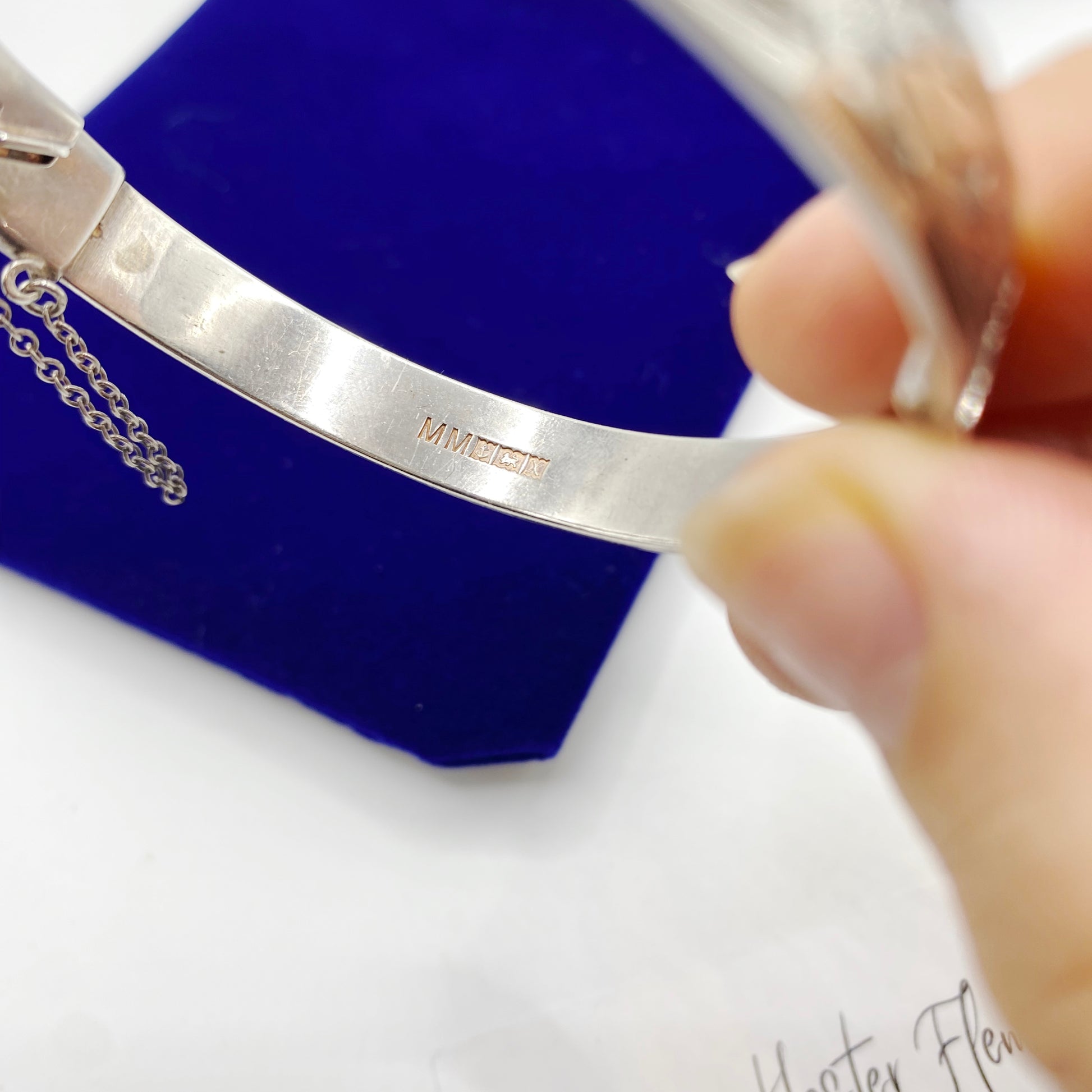Interior hallmark on vintage sterling silver bangle