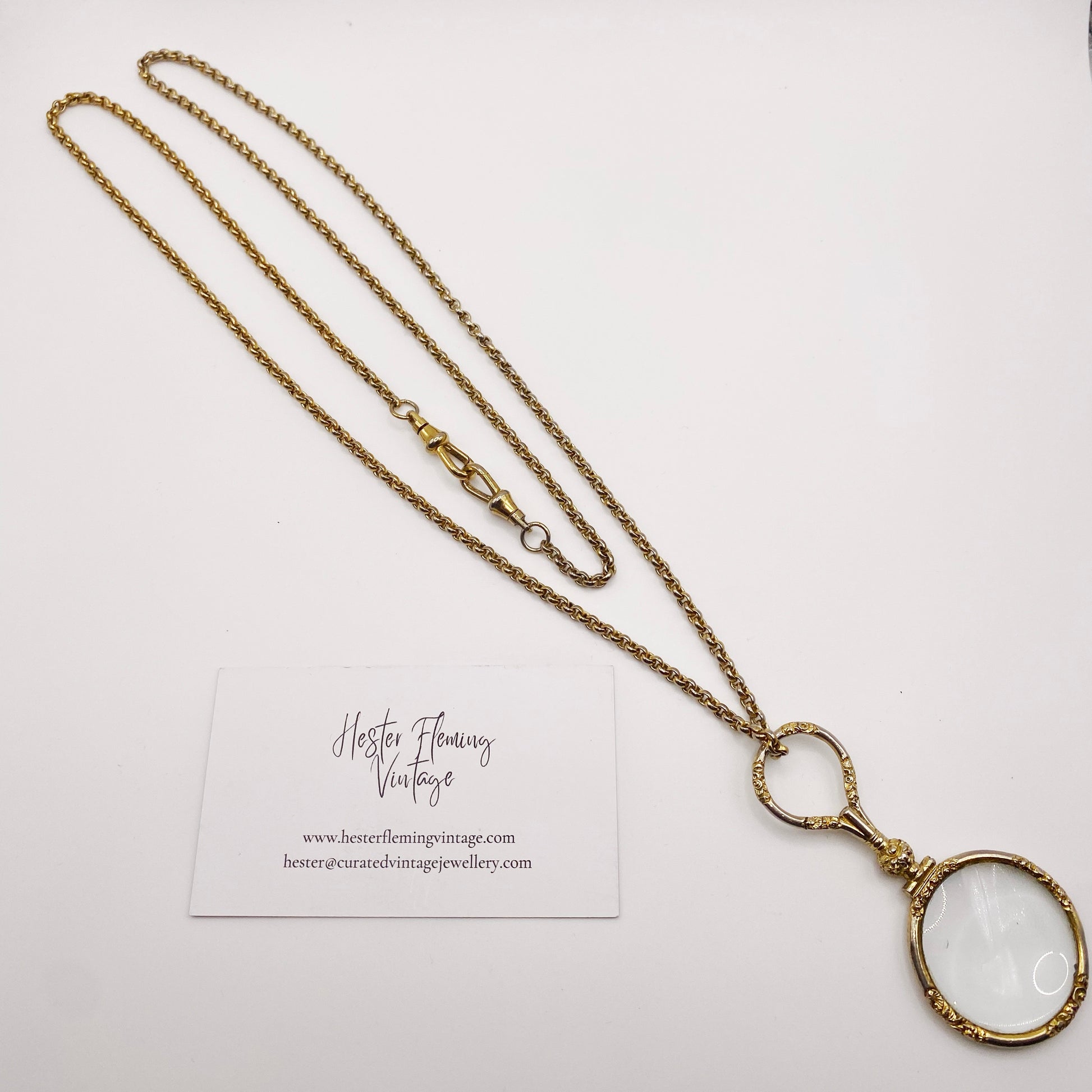 Vintage 1980s Georgian Revival Quizzer necklace laid flat.