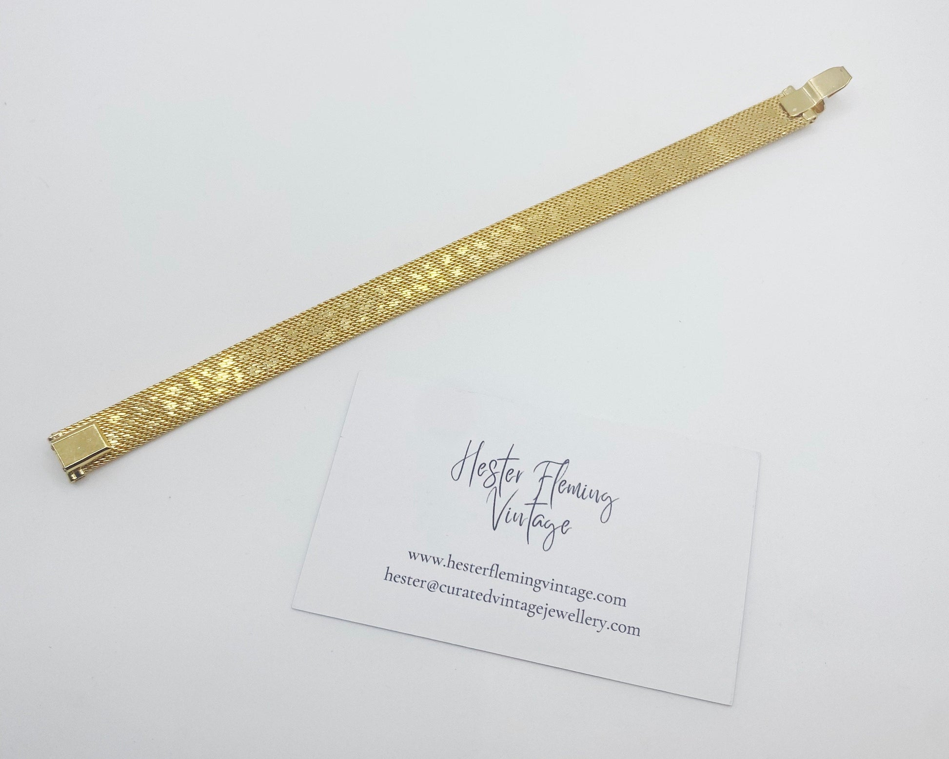 Back view of authentic 1970s gold-plated bracelet, London deadstock jewellery