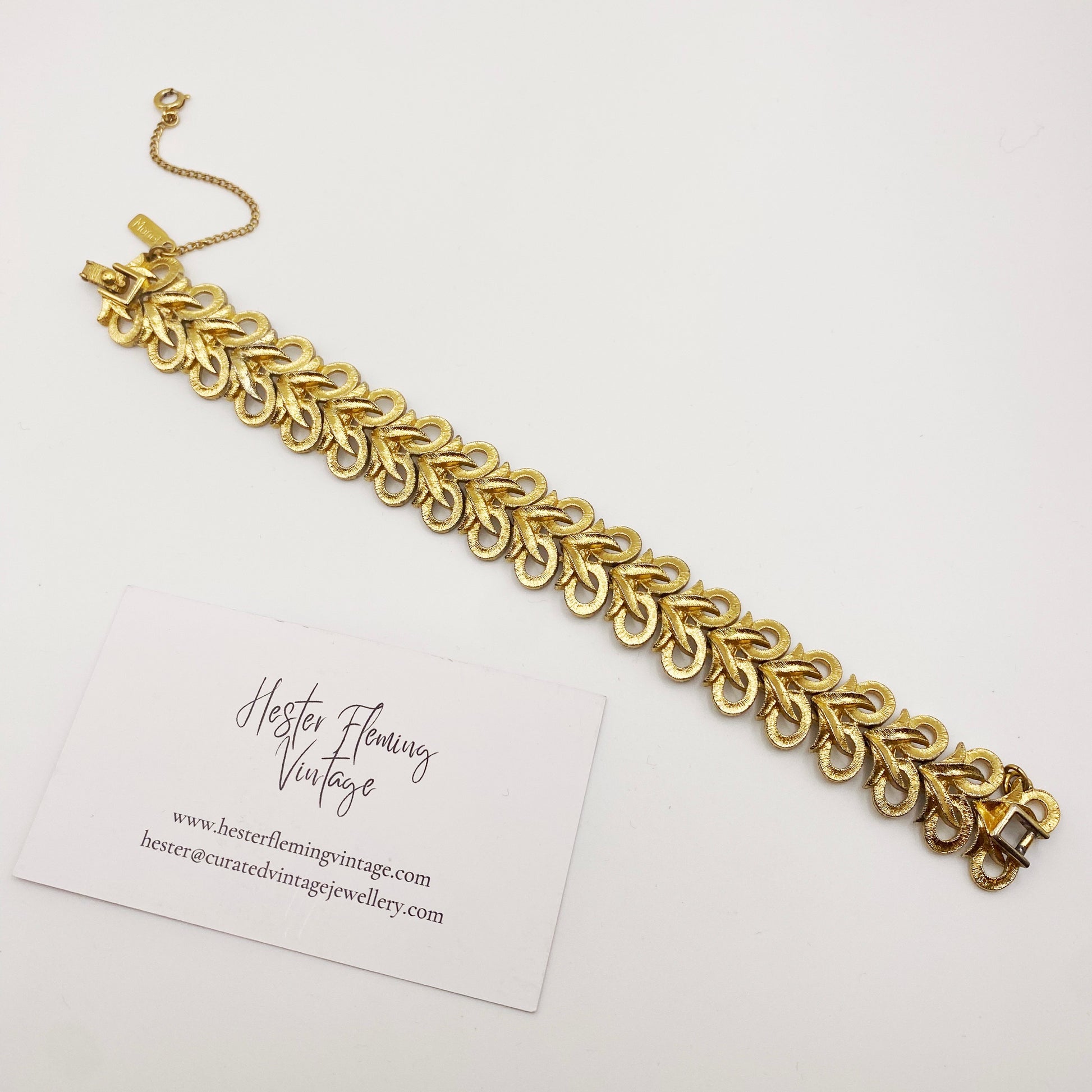 Signed Monet Felicia bracelet, mid-century costume jewellery, good vintage condition, 19cm x 2cm.