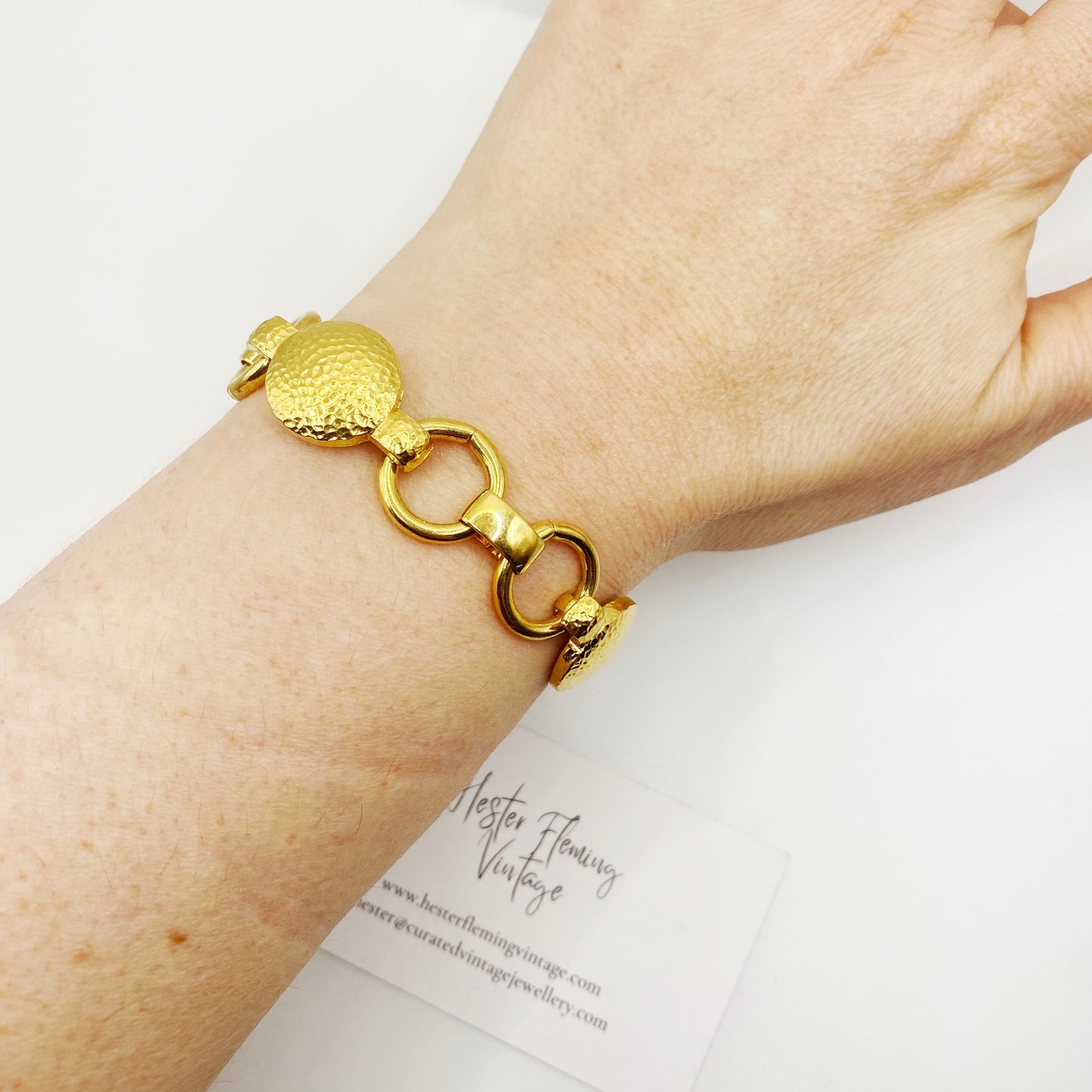 Vintage 1980s Monet bracelet on wrist.
