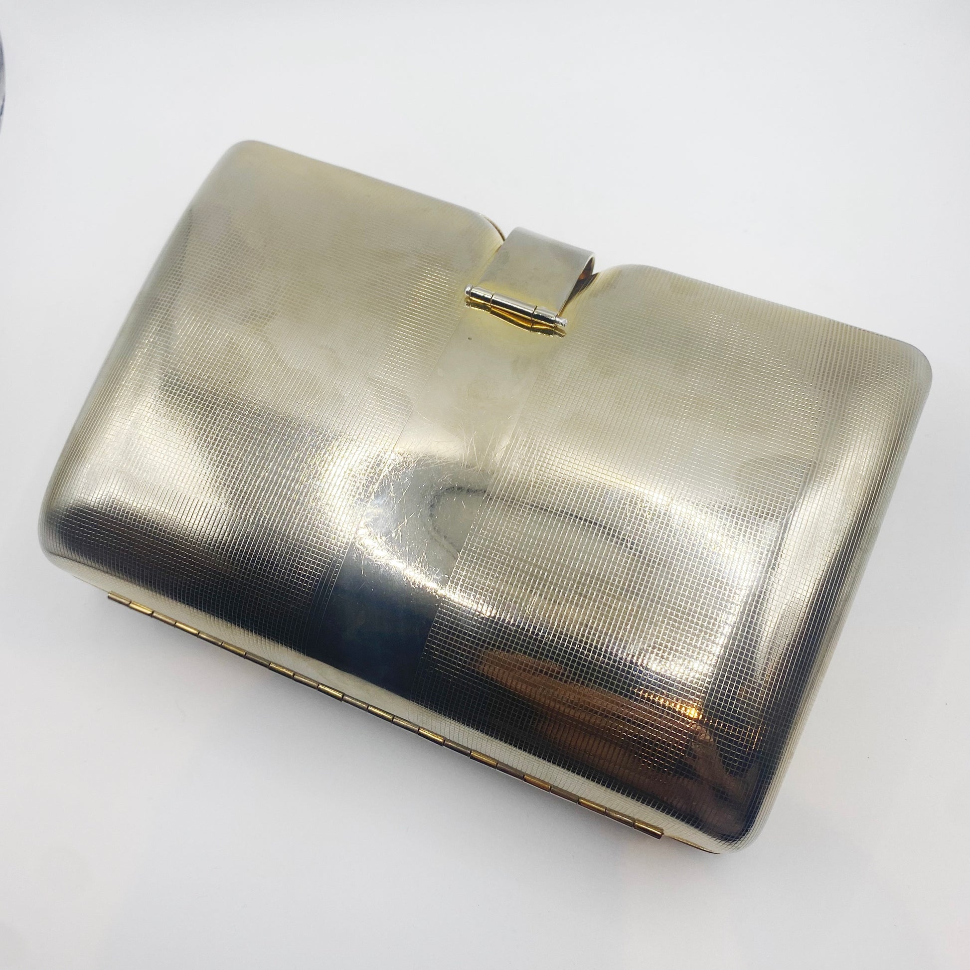 Back view of authentic mid-century vintage clutch purse for collectors