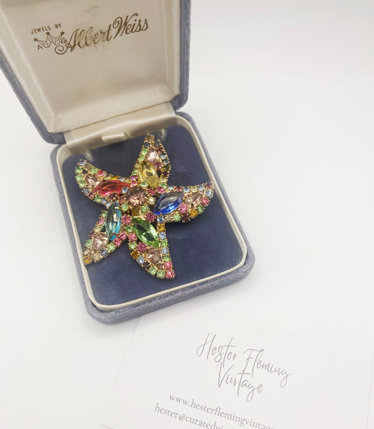Albert Weiss starfish brooch with original presentation box, circa 1950s.