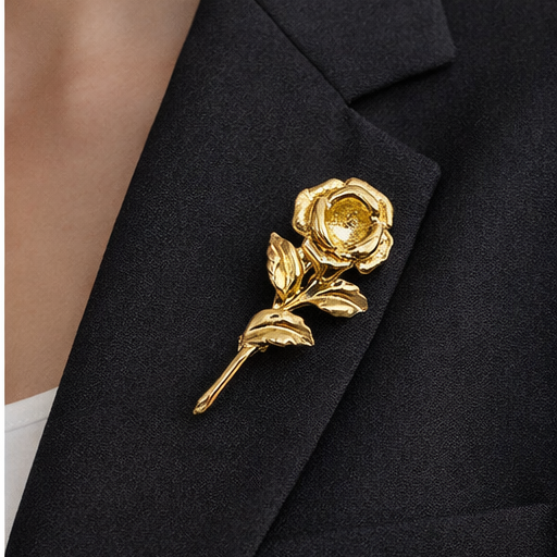 Vintage Rose Brooch styled on black blazer 